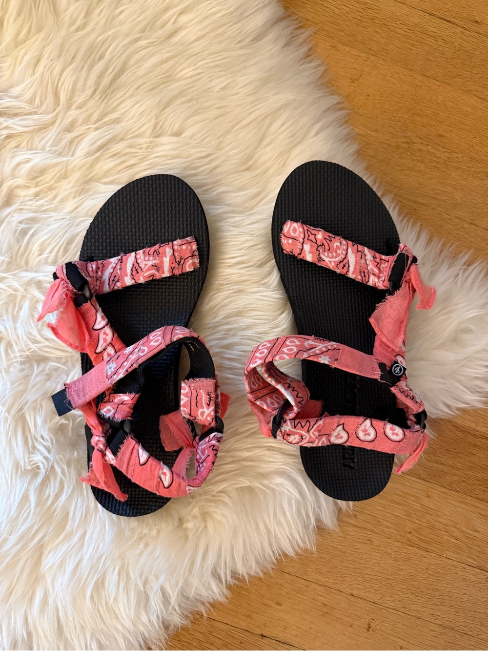 Pink Bandana-Print Sandals